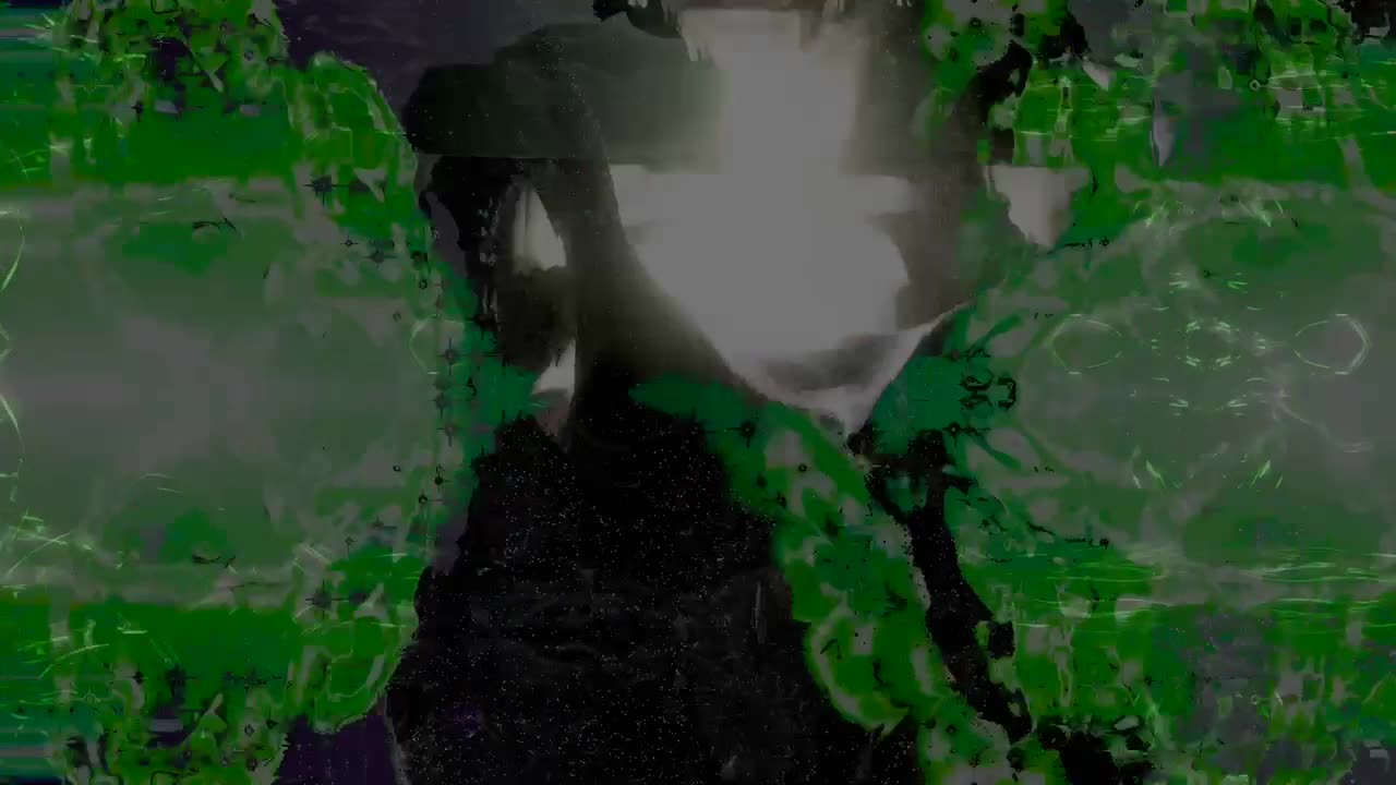 starry eyed girl, een figuur die oplost in groene bloom