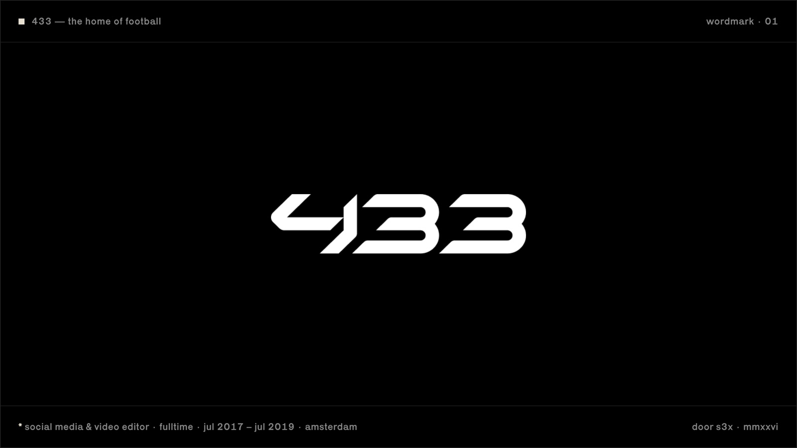 het 433-woordmerk, wit op zwart
