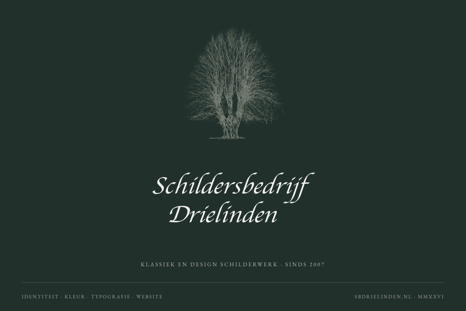 schildersbedrijf drielinden, het kalligrafische woordmerk op diepgroen