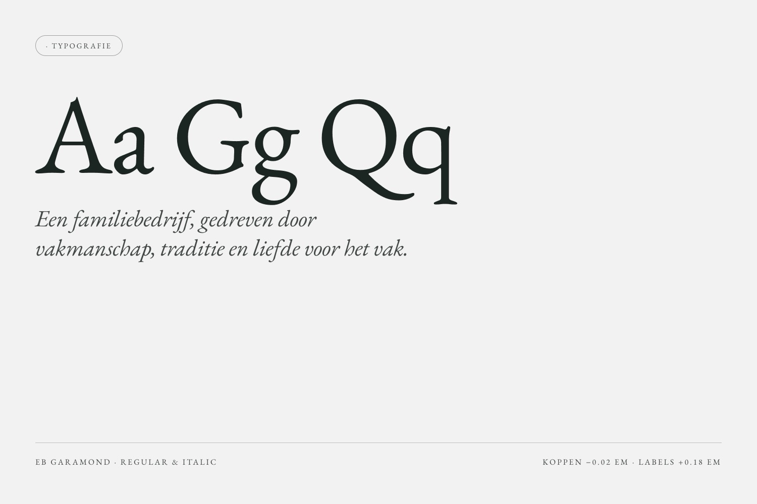 eb garamond, regular en italic, het lettertype van de huisstijl