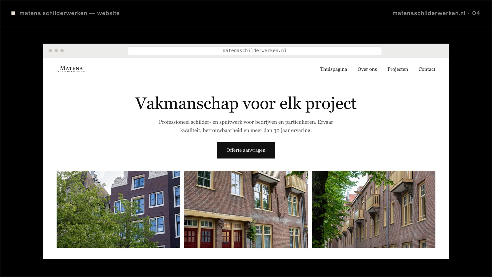 de homepage van matena schilderwerken: vakmanschap voor elk project